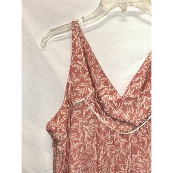 Maeve Anthropologie Large Floral Sleeveless Top Blouse Pink Yoke & Cutout Back - Picture 2 of 9